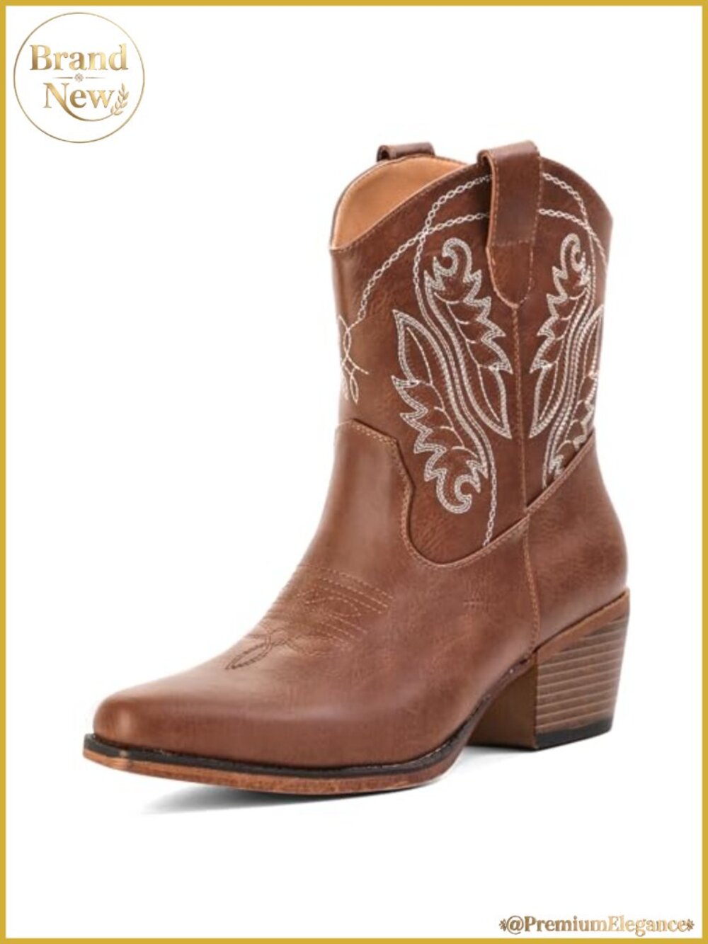 IXU Women's Cowboy Boots Ankle Western Cowgirl Faux Leather Booties